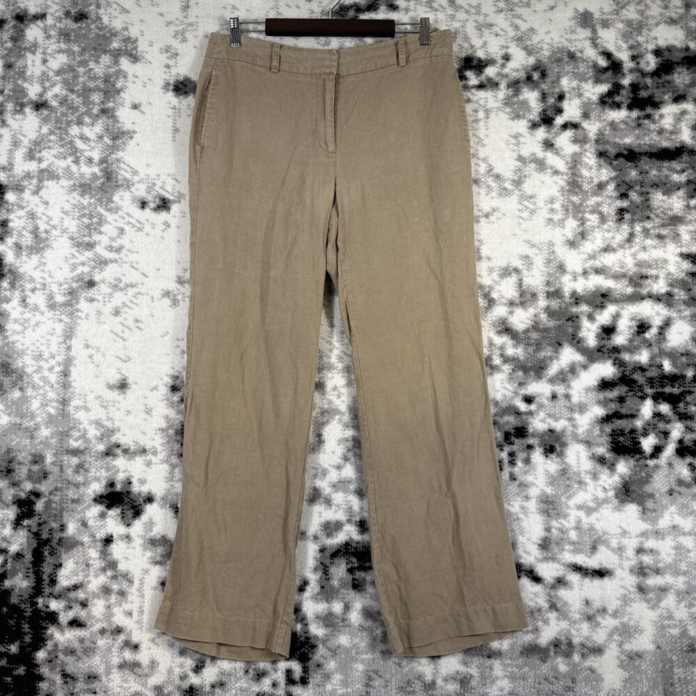 Orvis Pants Womens Size 10 Beige 100% Linen Straight Leg Comfort‎ Casual Office